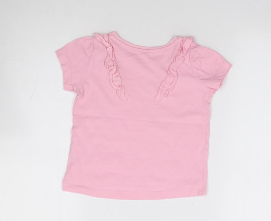 Primark Girls Pink 100% Cotton Jersey T-Shirt Size 4-5 Years Crew Neck Pullover