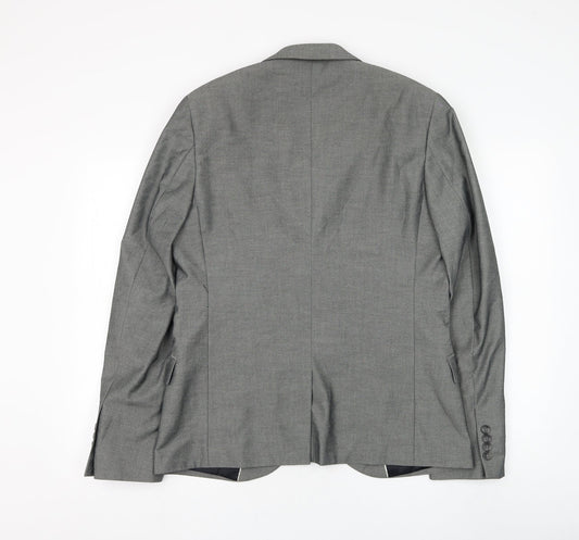 Topman Mens Grey Polyester Jacket Suit Jacket Size 40