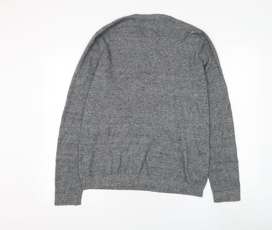 Topman Mens Grey Round Neck Cotton Pullover Jumper Size S