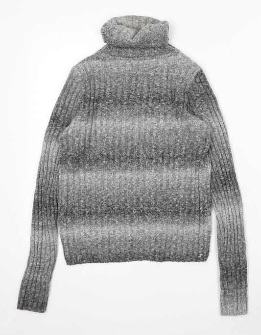 Hollister Womens Grey Roll Neck Cotton Pullover Jumper Size S