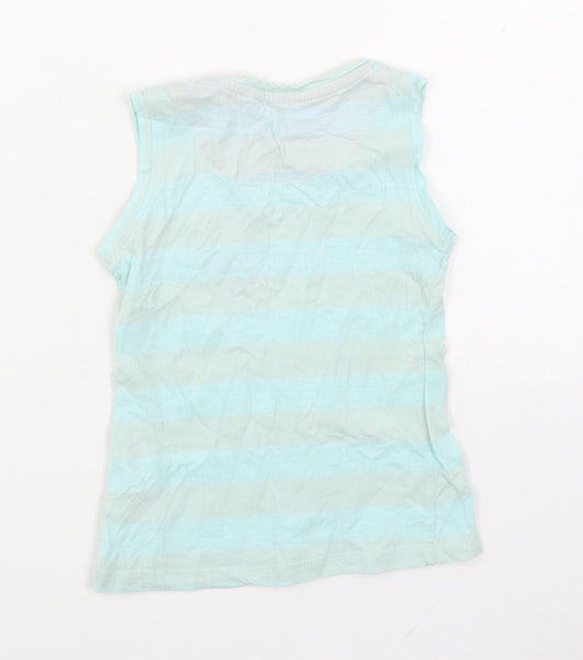 Kanz Girls Blue Cotton Basic Tank Size 4 Years Round Neck Pullover