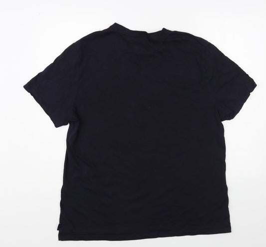 Chelsea Peers Mens Blue Cotton T-Shirt Size L Crew Neck - Christmas T-Shirt