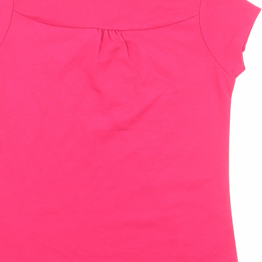 LA Gear Girls Pink Polyester Basic T-Shirt Size 7-8 Years V-Neck