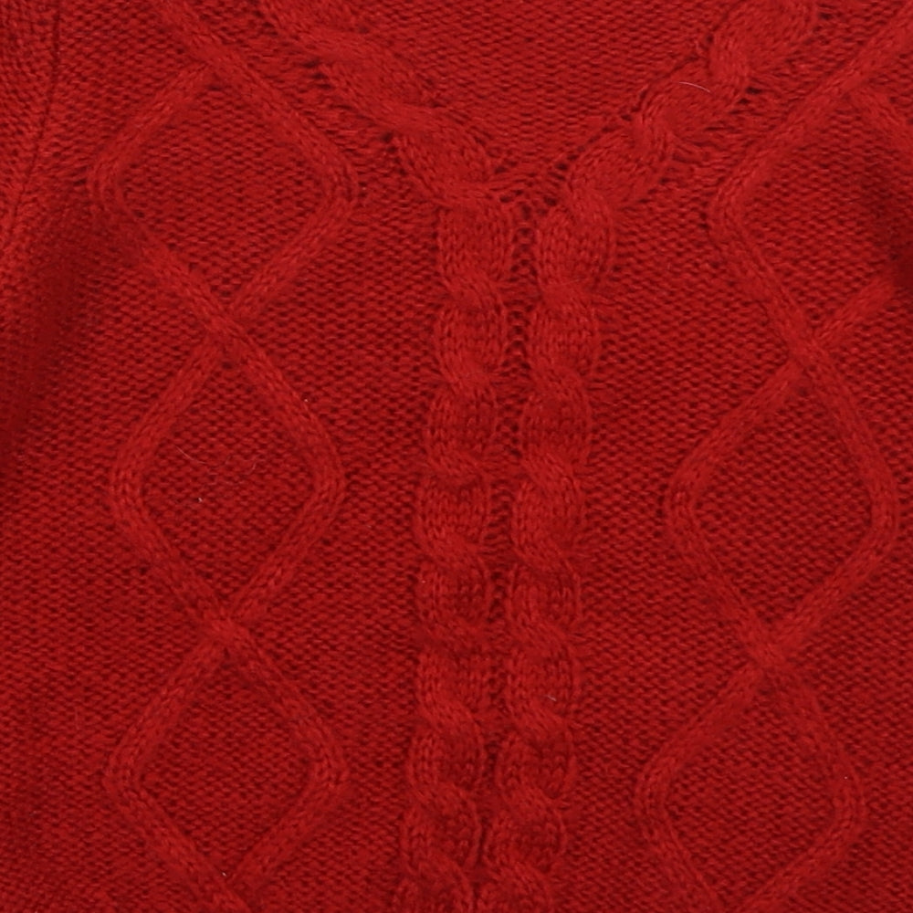 M&Co Girls Red Crew Neck Acrylic Pullover Jumper Size 7-8 Years Pullover