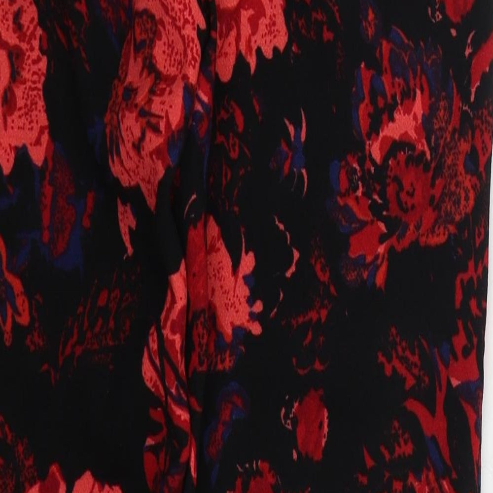 AX Paris Womens Red Floral Polyester Trousers Size 8 L28 in Regular Button