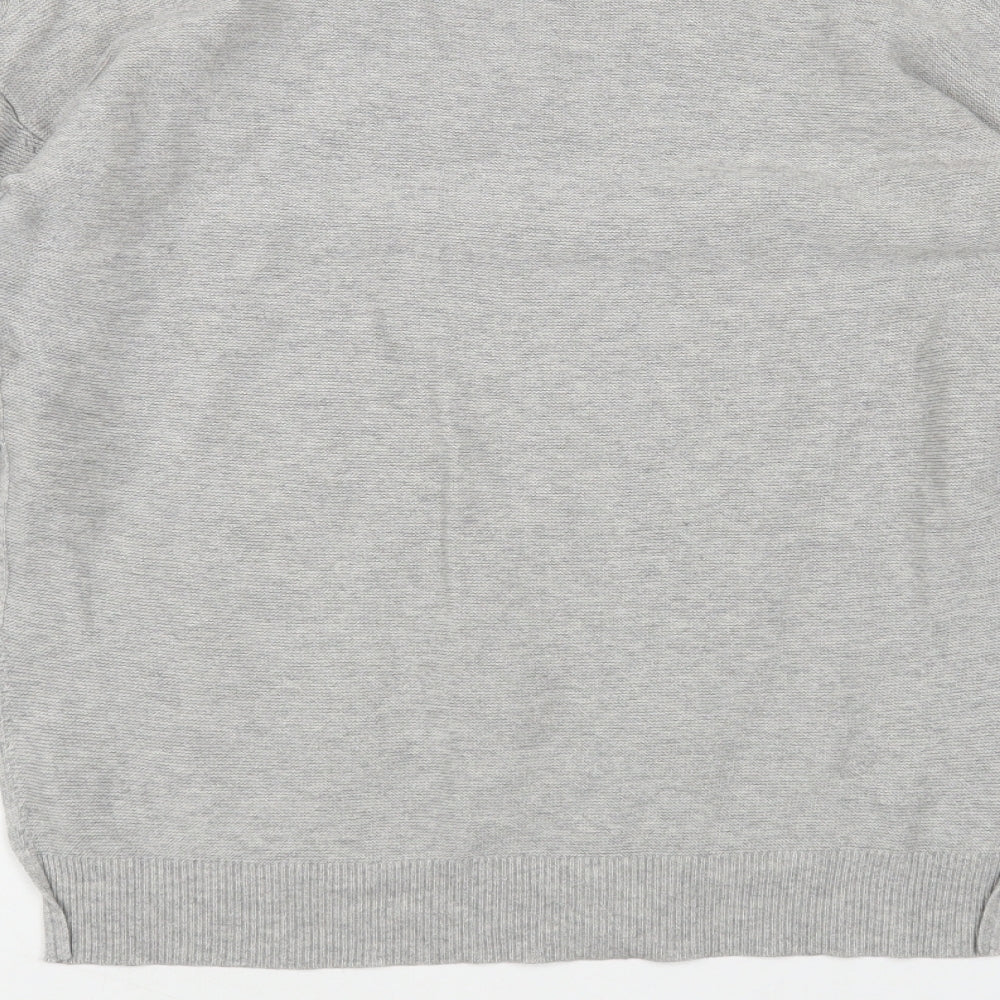 Marks and Spencer Womens Grey V-Neck Cotton Pullover Jumper Size 8