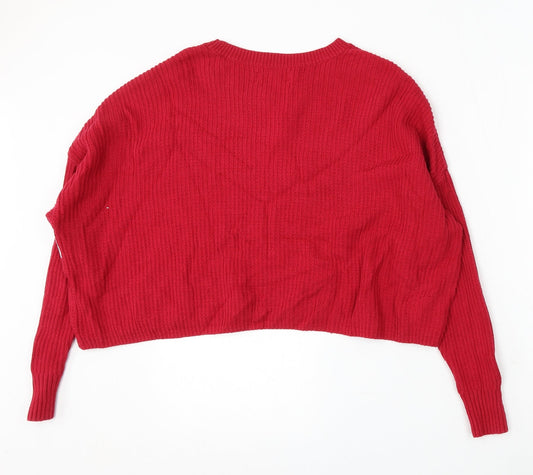 Hollister Womens Red Round Neck Polyester Pullover Jumper Size XS