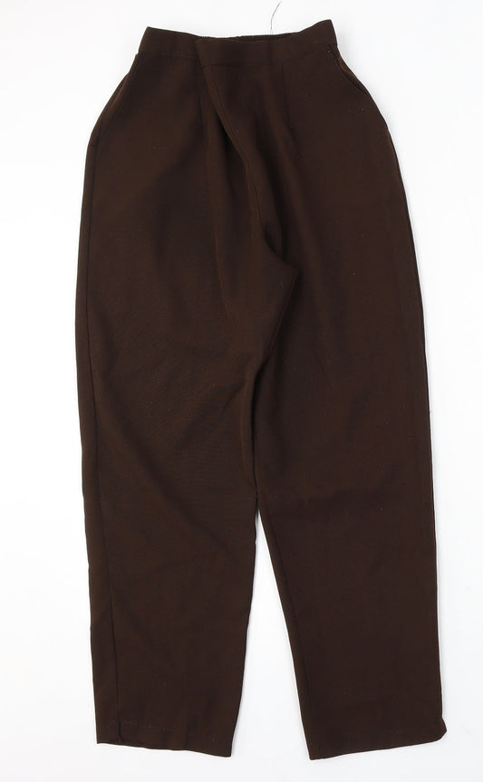 Preworn Womens Brown Polyester Trousers Size 14 L28 in Regular