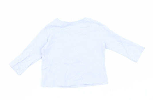 NEXT Girls Blue Cotton Basic T-Shirt Size 6-9 Months Round Neck