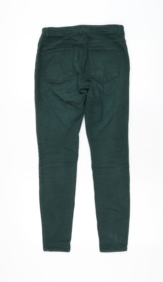 Zara Womens Green Cotton Skinny Jeans Size 8 L28 in Regular Zip