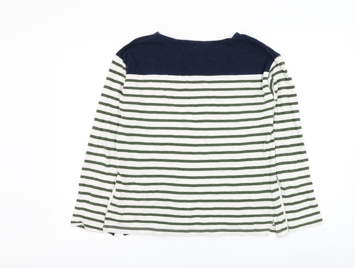 Jack Wills Womens White Round Neck Striped Cotton Pullover Jumper Size 6