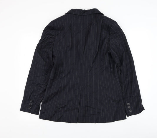 Marks and Spencer Womens Blue Striped Jacket Blazer Size 12 Button