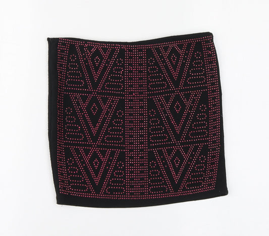 Club Womens Black Geometric Polyester Mini Skirt Size 10