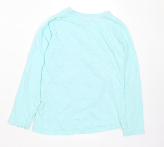Dunnes Stores Girls Blue Cotton Basic T-Shirt Size 9-10 Years Crew Neck - Shine Bright