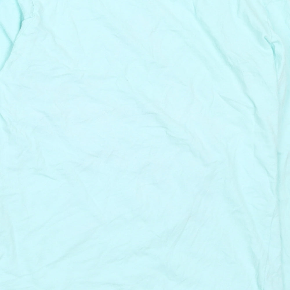 Brand and care label for Dunnes Stores girls’ blue cotton basic t-shirt, size 9-10, years crew neck - shine bright