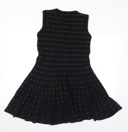 Lavand Womens Black Geometric Acrylic Jumper Dress Size S Scoop Neck