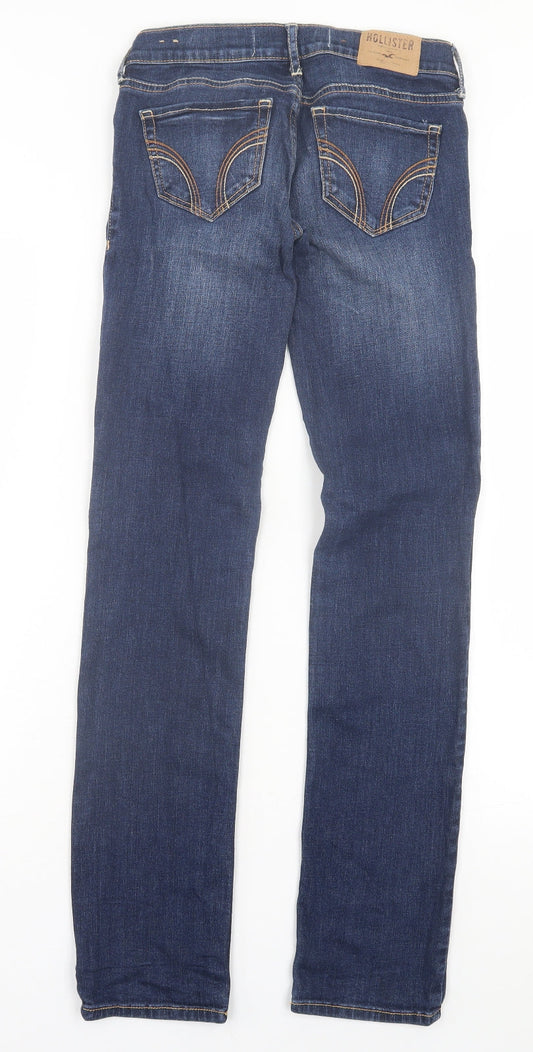 Hollister Womens Blue Cotton Straight Jeans Size 24 in L33 in Regular Button -