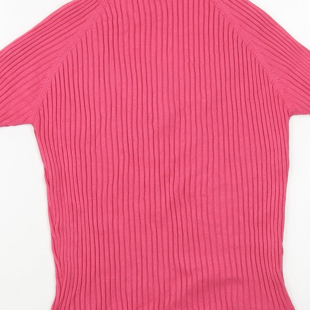 NEXT Womens Pink Scoop Neck Viscose Pullover Jumper Size 16