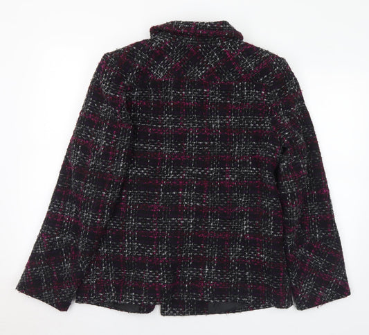 BHS Womens Purple Plaid Pea Coat Coat Size 12