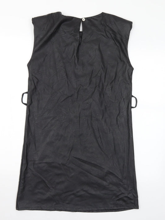 Love Womens Black Polyester A-Line Size M Round Neck