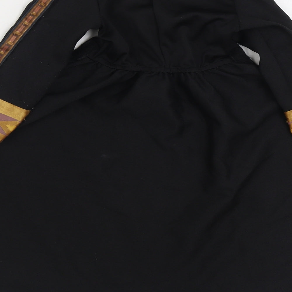 TU Girls Black Polyester A-Line Size 2-3 Years Round Neck Hook & Loop - Frozen 2