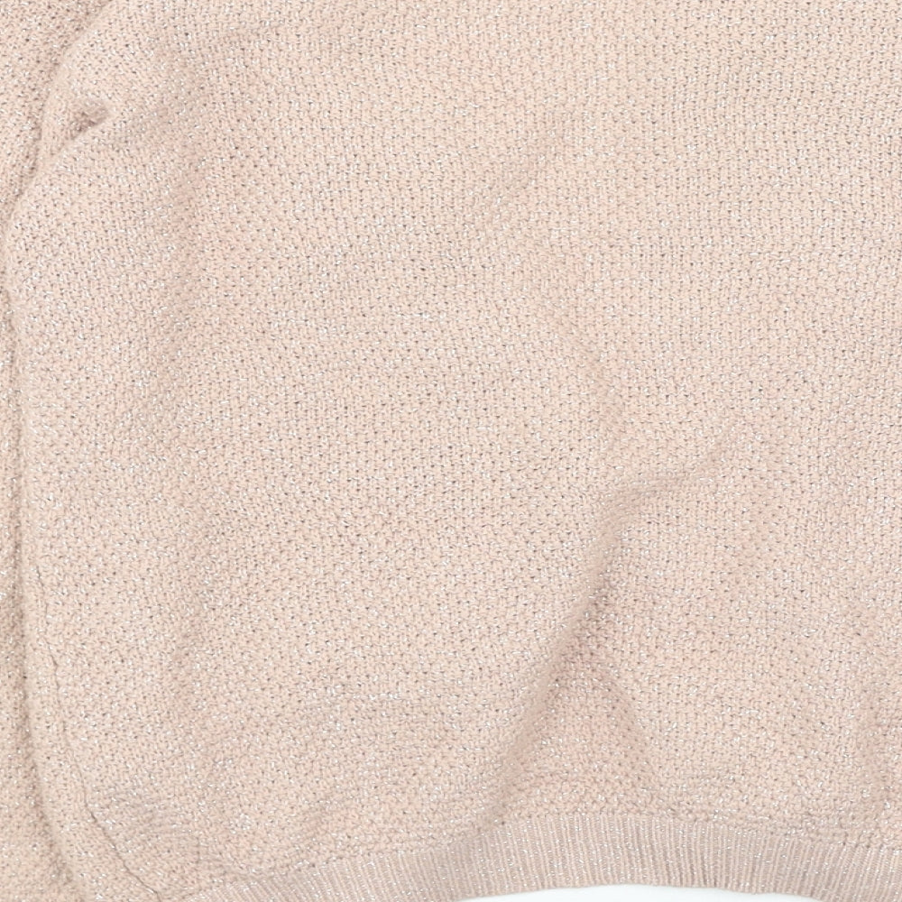 savida Womens Pink Round Neck Cotton Cardigan Jumper Size S