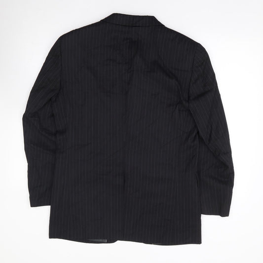 Fellin Mens Black Striped Polyester Jacket Suit Jacket Size 38