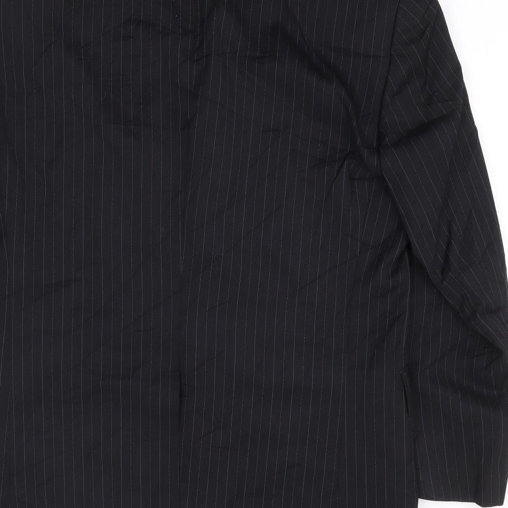 Fellin Mens Black Striped Polyester Jacket Suit Jacket Size 38