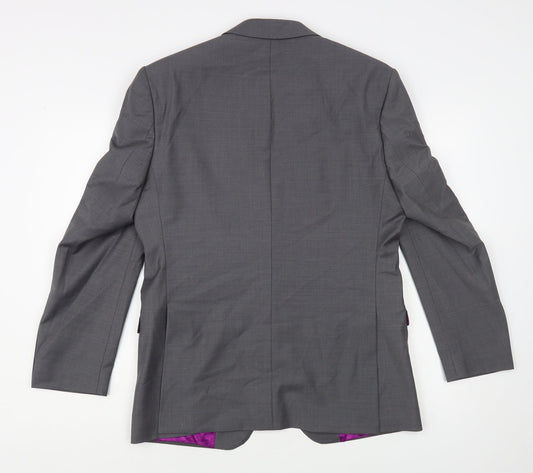 Santinelli Mens Grey Polyester Jacket Blazer Size 38
