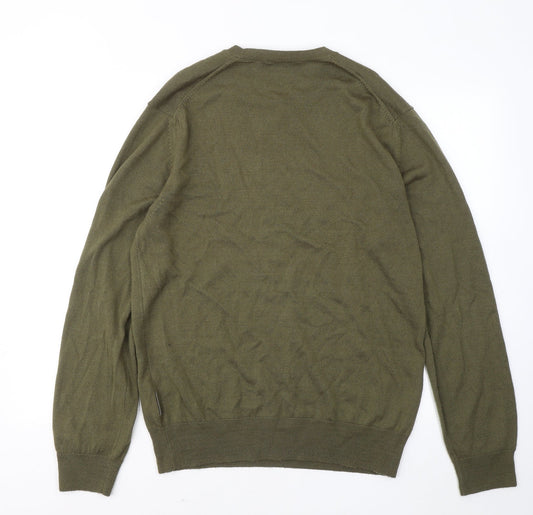 French Connection Mens Green Round Neck Acrylic Pullover Jumper Size L