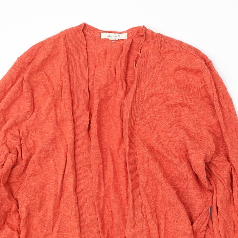 White Stuff Womens Orange V-Neck Cotton Cardigan Jumper Size 18