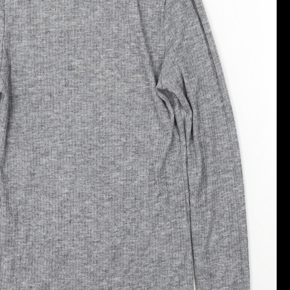 River Island Womens Grey Mock Neck Polyester Pullover Jumper Size 10