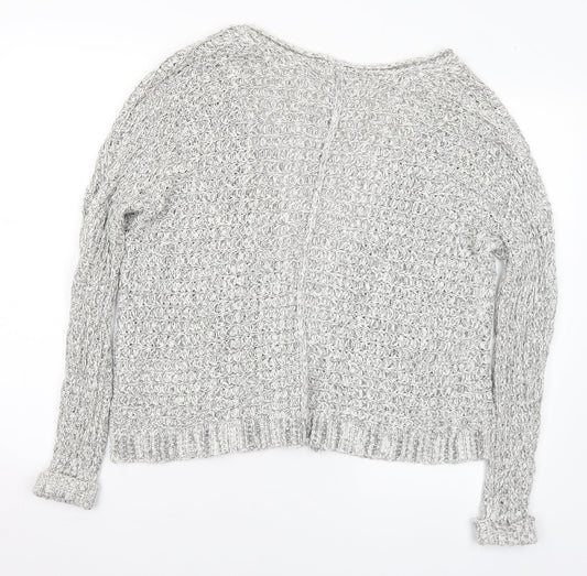 Hollister Womens Grey V-Neck Cotton Cardigan Jumper Size XS