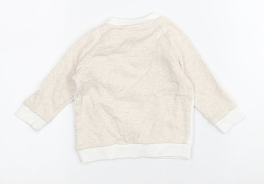 Fred & Flo Baby Beige Striped Cotton Pullover Jumper Size 3-6 Months