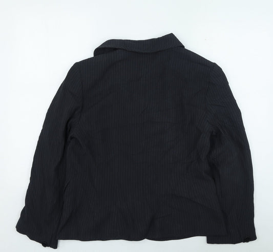 amphora Womens Grey Striped Jacket Size 16