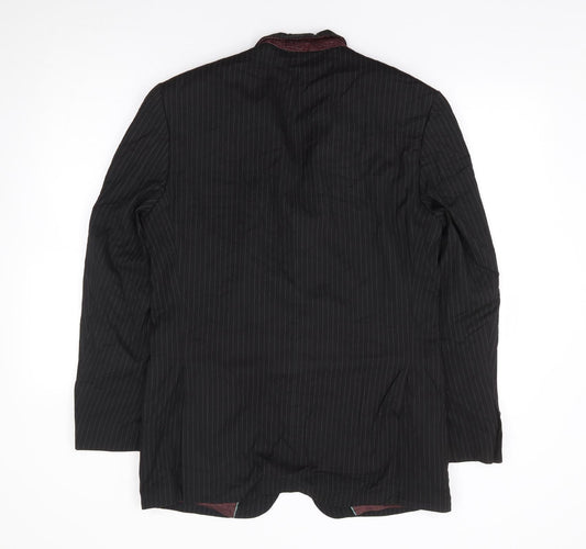 Tom English Mens Black Striped Polyester Jacket Suit Jacket Size 38