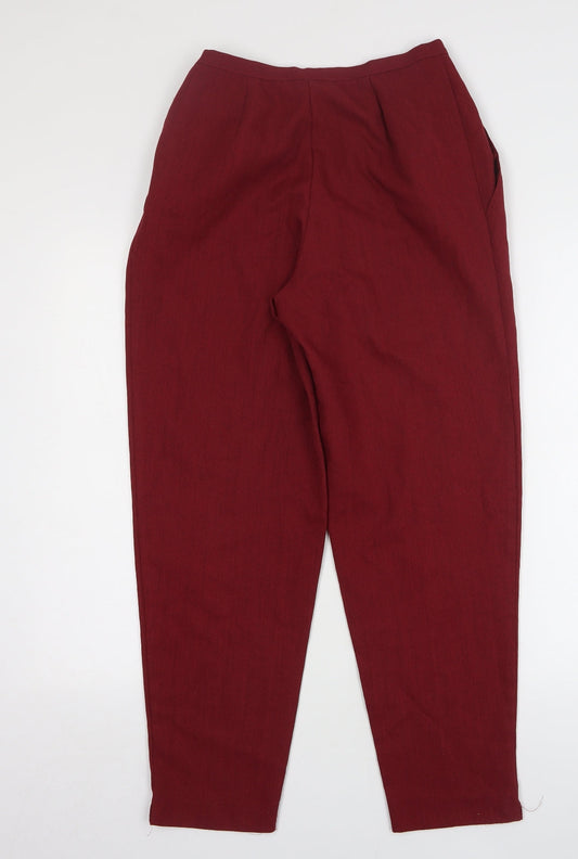 Marks and Spencer Womens Red Polyester Trousers Size 12 L28 in Regular
