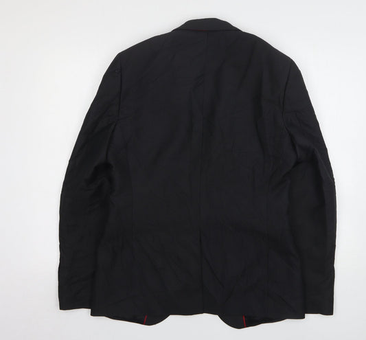 Ventuno 21 Mens Black Striped Polyester Jacket Suit Jacket Size 38