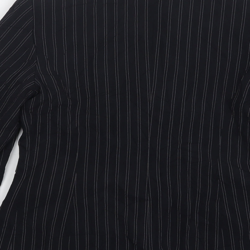 Marks and Spencer Womens Black Striped Polyester Jacket Suit Jacket Size 12