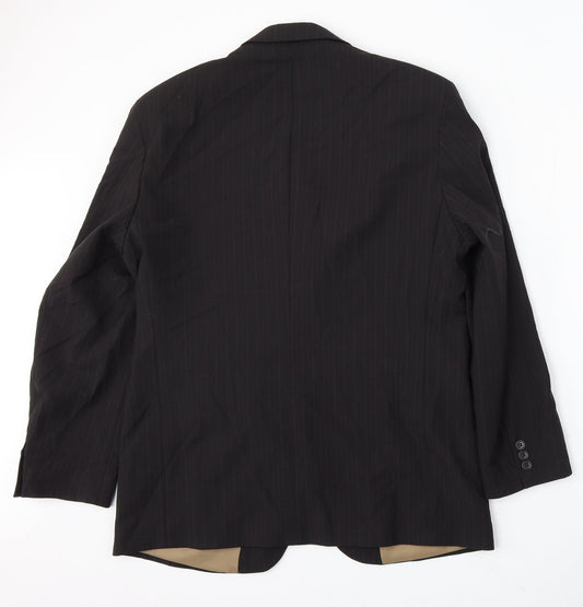 Impressions Mens Black Striped Polyester Jacket Suit Size 40