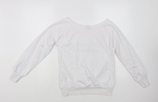 Vintage Girl Womens White Cotton Pullover Sweatshirt Size S Pullover - Hollywood