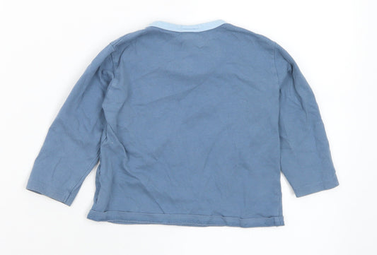 NEXT Boys Blue Cotton Basic T-Shirt Size 12-18 Months Round Neck