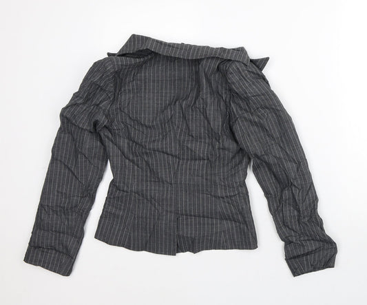 Oasis Womens Grey Striped Jacket Blazer Size 8