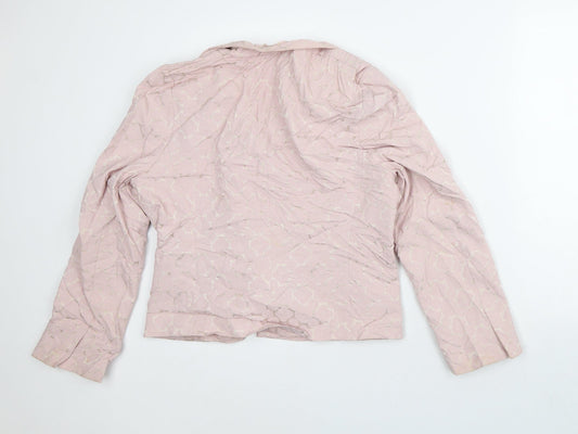 Canvas Womens Pink Geometric Jacket Blazer Size 14