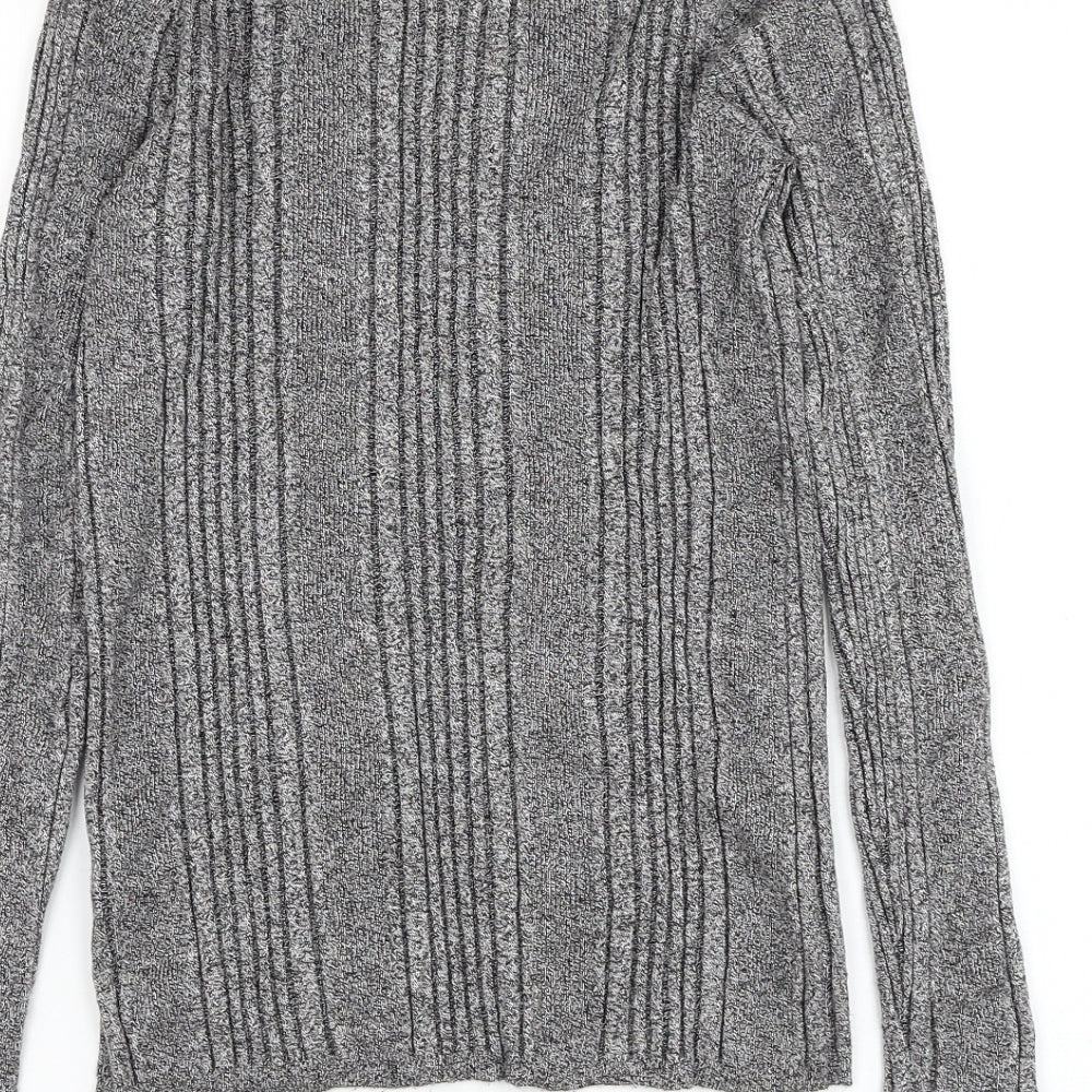 Marks and Spencer Womens Grey Round Neck Viscose Pullover Jumper Size 14