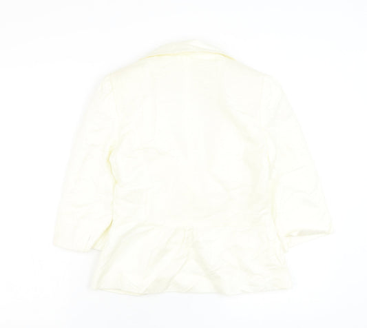 Kaliko Womens White Jacket Blazer Size 8 Button