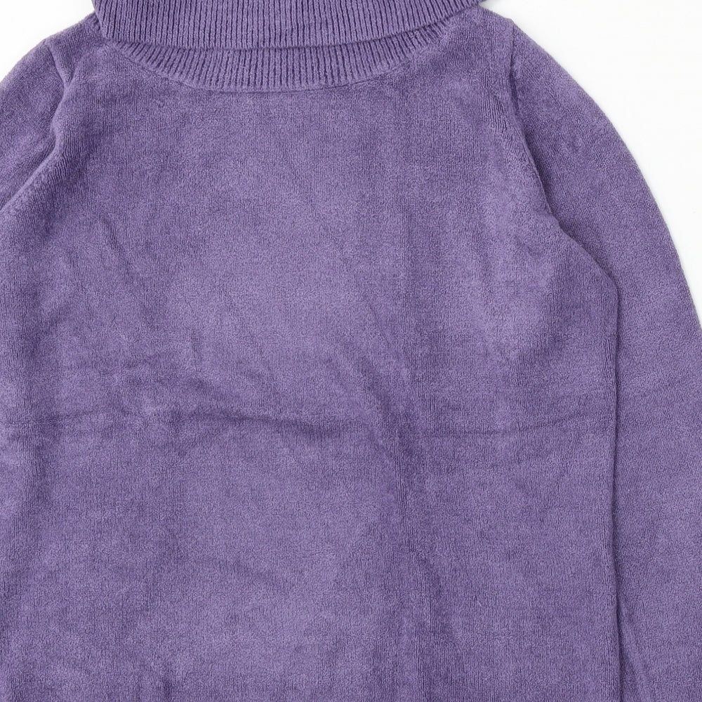 Classic Womens Purple Roll Neck Polyester Pullover Jumper Size M