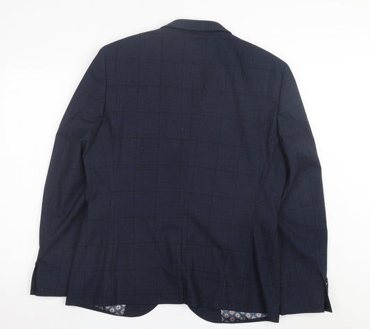 NEXT Mens Blue Plaid Polyester Jacket Suit Jacket Size 44