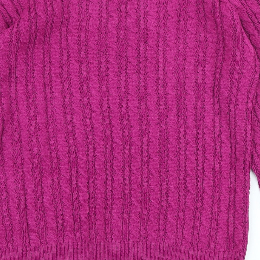 Pure & Natural Womens Purple V-Neck Acrylic Pullover Jumper Size M