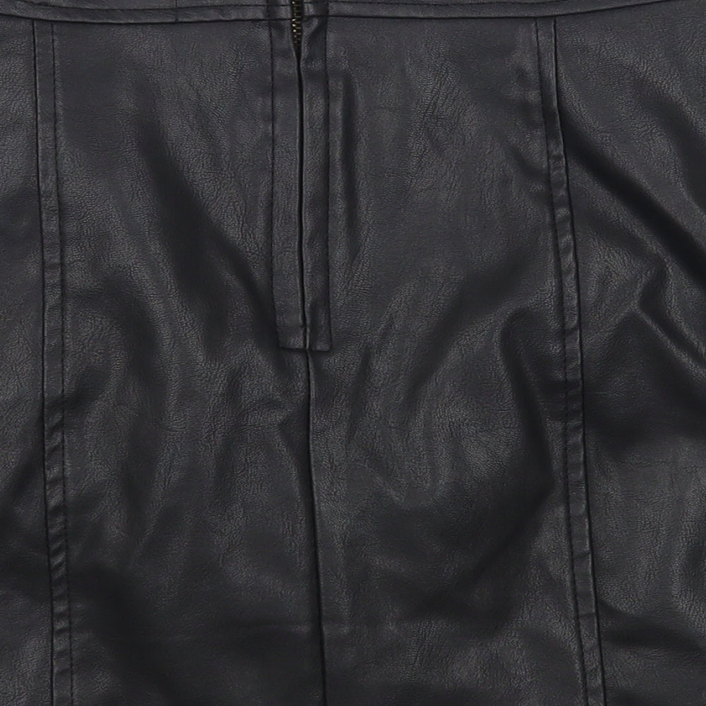 ASDS Womens Black Polyurethane Mini Skirt Size M Zip